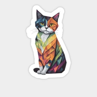 Watercolored Geometric Cat Sticker